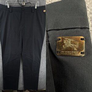 Burberry Pants UNHEMMED Navy Blue Slacks Size 48 Cotton Blend Spain ACTL 38X36